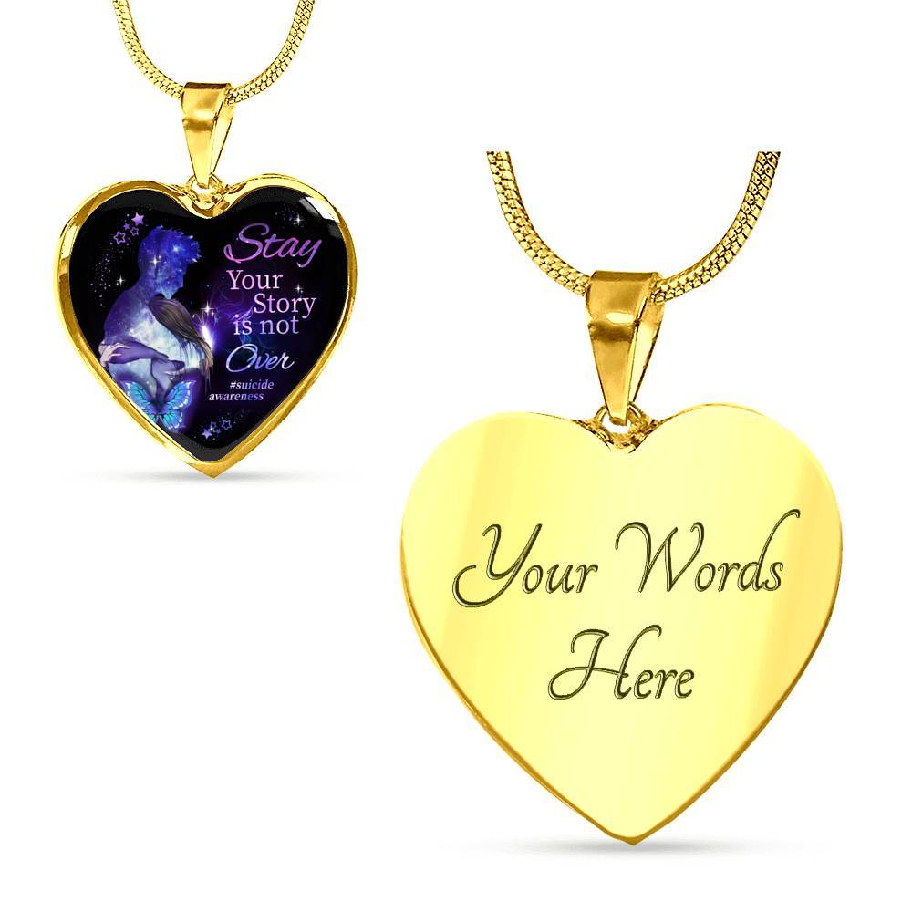 Stay Your Story Is Not Over Memorial Gift Heart Pendant Necklace - Heart Luxury Necklace (Gold Plated) Stay Your Story Is Not Over Memorial Gift Heart Pendant Necklace - Heart Luxury Necklace (Gold Plated)