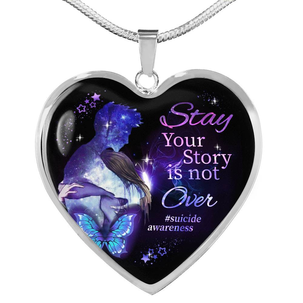 Stay Your Story Is Not Over Memorial Gift Heart Pendant Necklace - Heart Luxury Necklace (Silver) Stay Your Story Is Not Over Memorial Gift Heart Pendant Necklace - Heart Luxury Necklace (Silver)