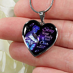 Stay Your Story Is Not Over Memorial Gift Heart Pendant Necklace - Heart Luxury Necklace (Silver)