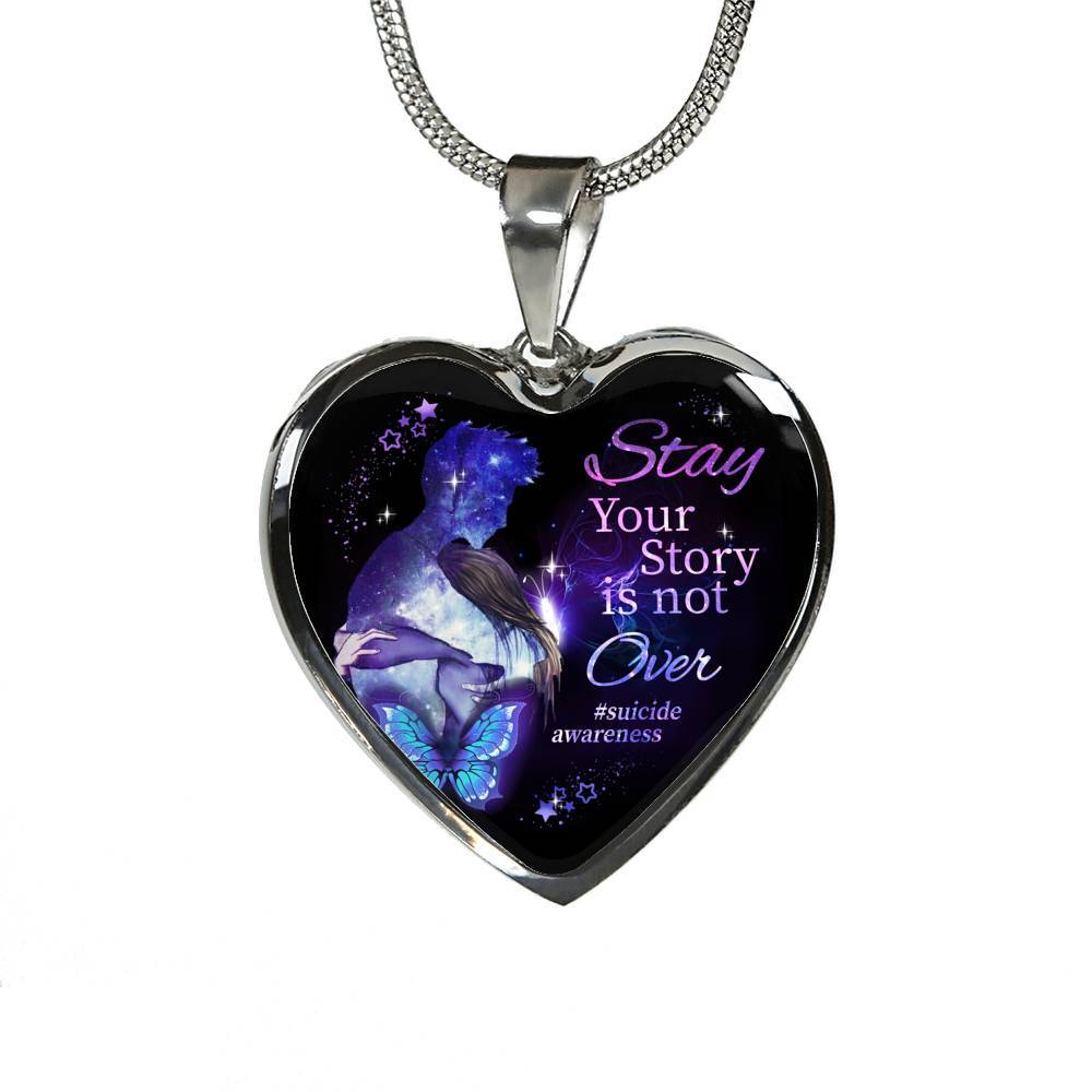 Stay Your Story Is Not Over Memorial Gift Heart Pendant Necklace - Heart Luxury Necklace (Silver) Stay Your Story Is Not Over Memorial Gift Heart Pendant Necklace - Heart Luxury Necklace (Silver)