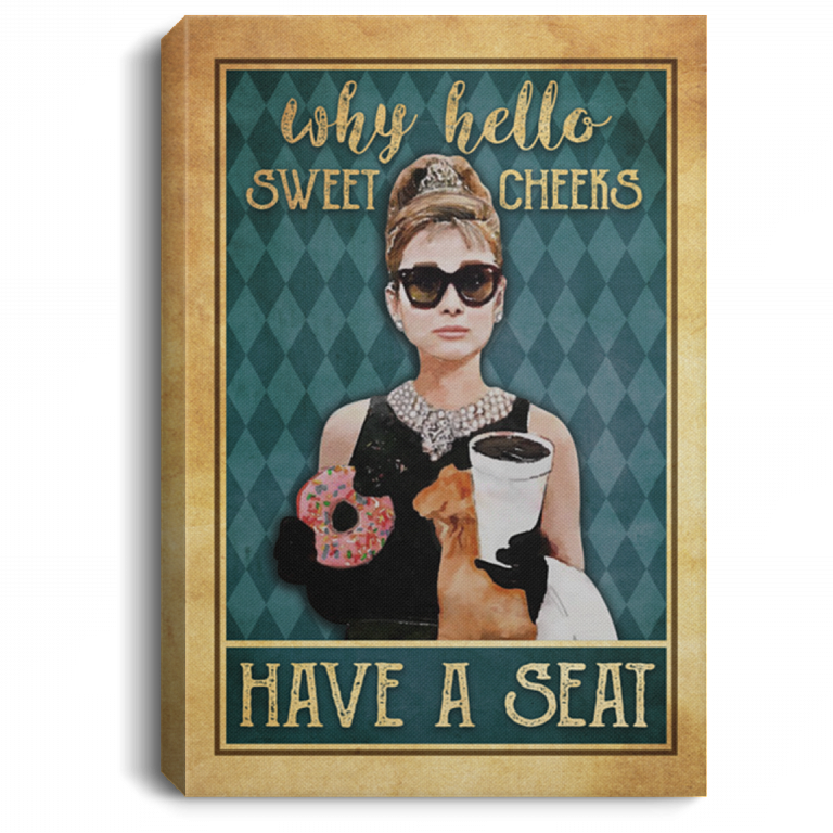Breakfast Tiffany Why Hello Sweet Cheeks Gallery Vintage Framed Canvas Prints - Unframed Poster - Home Decor Wall Art, White, 0.75'' Framed Canvas