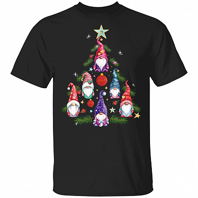 Funny Elf Christmas Tree X-Mas Gift T-Shirt - Christmas Decoration Tree Shirt, Black, Unisex T-Shirt