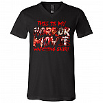 This Is My Horror Movie Watching Shirt Halloween T-shirt - V-neck - Funny Horror Movie Characters Shirt, Black, V-Neck T-Shirt