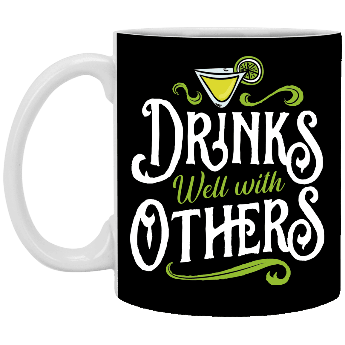 Drinks Well With Others - Ceramic Coffee Mug – Beer Stein – Water Bottle – Color Changing Mug, Black, 11 oz. White Mug Drinks Well With Others - Ceramic Coffee Mug – Beer Stein – Water Bottle – Color Changing Mug, Black, 11 oz. White Mug