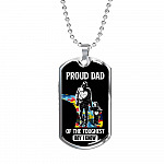 Proud Dad of the Toughest Boy I Know Autism Awareness Dog Tag Pendant Necklace - Dog Tag (Silver)