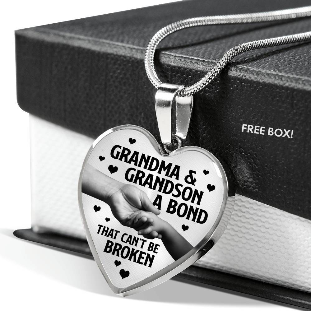 Grandma and Grandson a Bond That Can't Be Broken Heart Pendant Necklace - Heart Luxury Necklace (Silver) Grandma and Grandson a Bond That Can't Be Broken Heart Pendant Necklace - Heart Luxury Necklace (Silver)