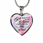 Angel Wing God Has You In His Arms I Have You in My Heart Heart Pendant Necklace - Heart Luxury Necklace (Silver)