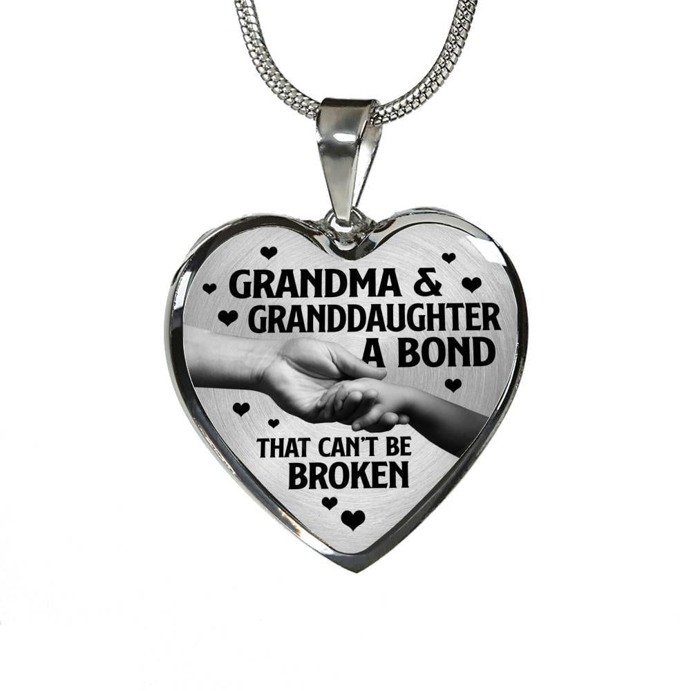 Grandma and Granddaughter a Bond That Can't Be Broken Heart Pendant Necklace - Heart Luxury Necklace (Silver) Grandma and Granddaughter a Bond That Can't Be Broken Heart Pendant Necklace - Heart Luxury Necklace (Silver)