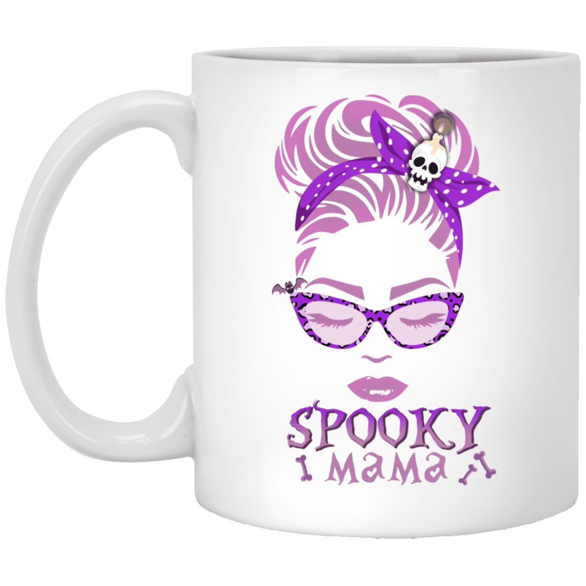 Spooky Mama Funny Halloween Gift Ceramic Coffee Mug - Water Bottle, White, 11 oz. White Mug Spooky Mama Funny Halloween Gift Ceramic Coffee Mug - Water Bottle, White, 11 oz. White Mug