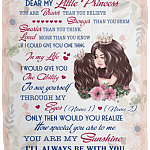 Personalized Dear My Little Princess You Are Braver Than You Believe Fleece Blanket - Sherpa Blanket, White, Cozy Plush Fleece Blanket - 50x60