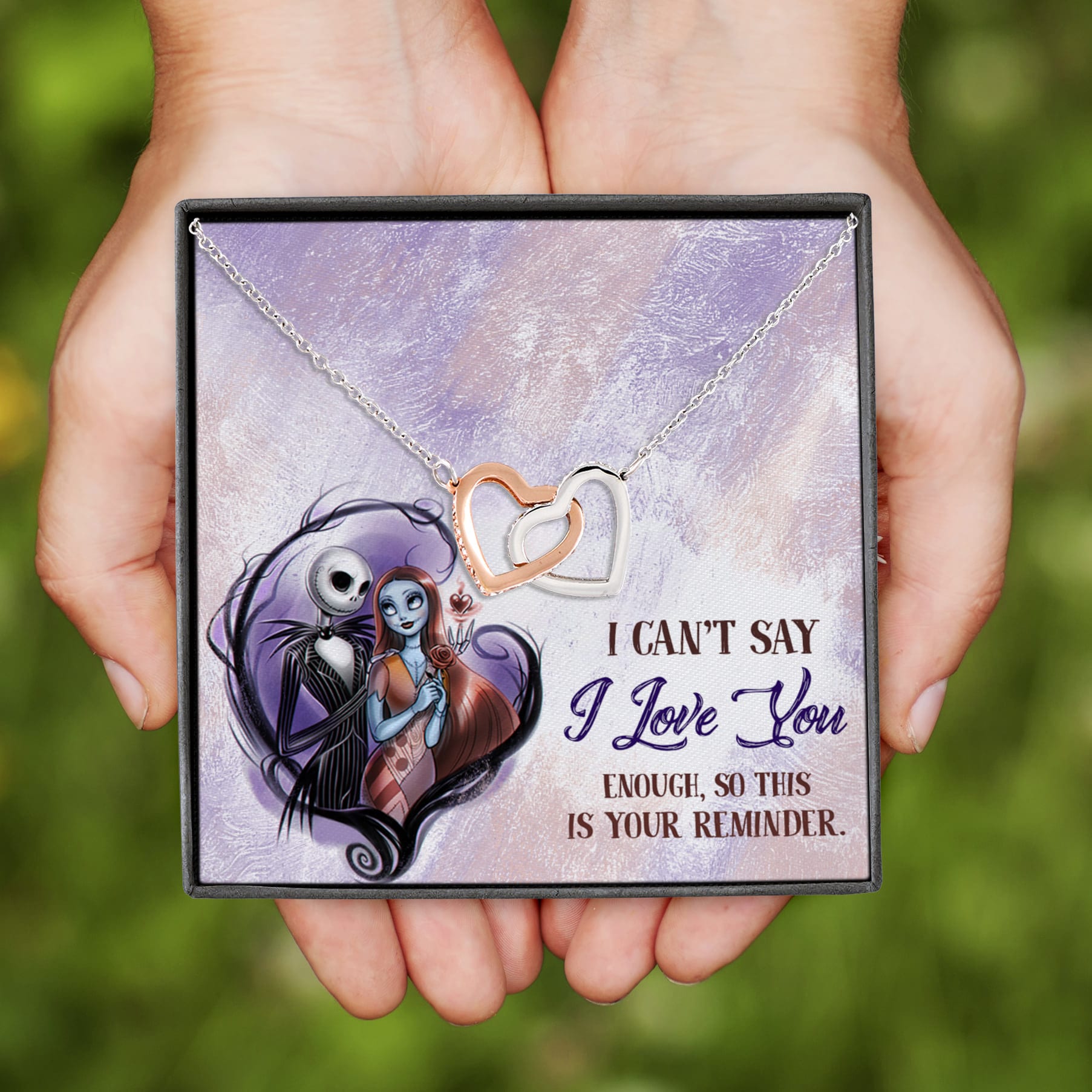 1HP. Love You Enough couple nightmare(3) Interlocking Hearts Necklace