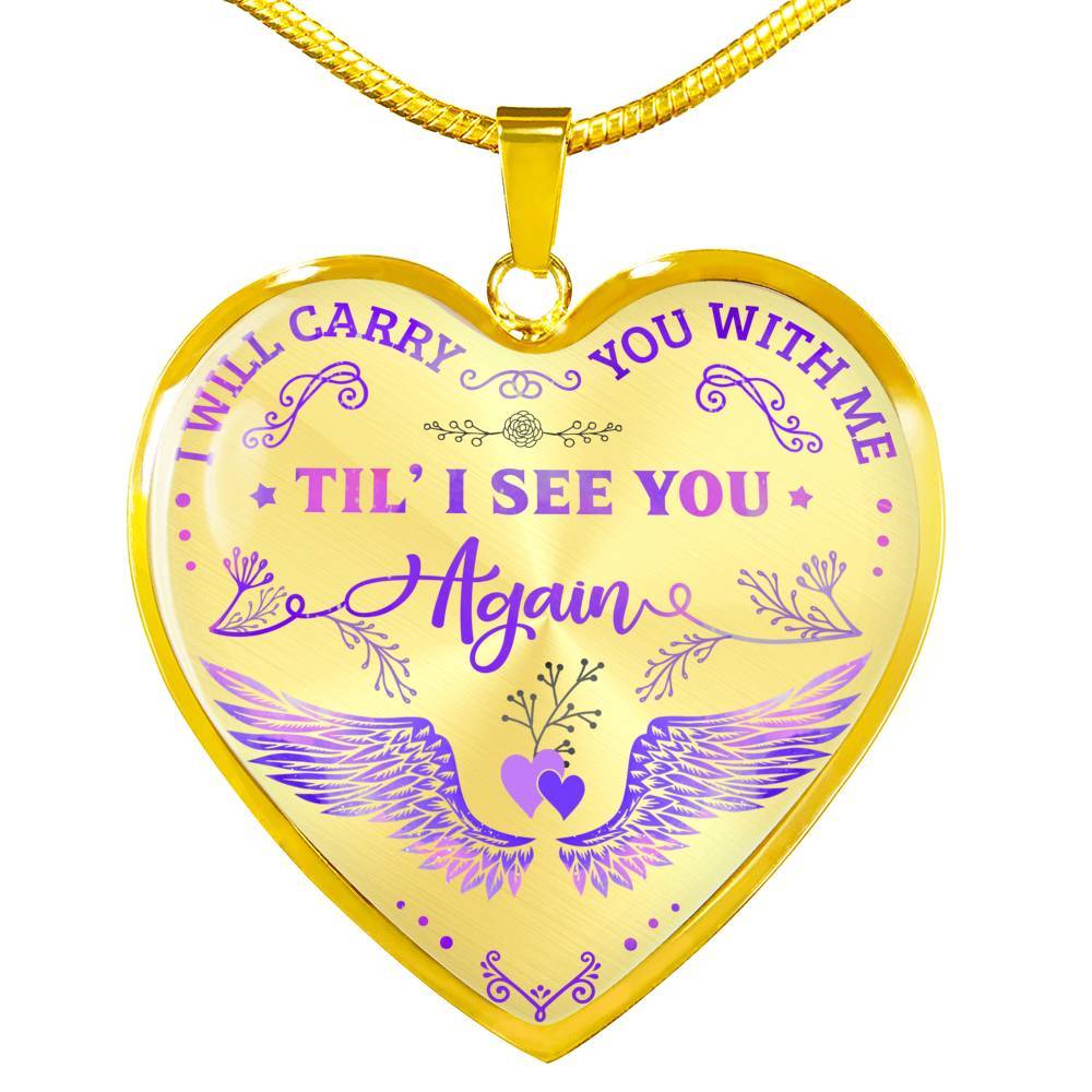 Wings I Will Carry You with Me Til' I See You Again Heart Pendant Necklace - Heart Luxury Necklace (Gold Plated) Wings I Will Carry You with Me Til' I See You Again Heart Pendant Necklace - Heart Luxury Necklace (Gold Plated)