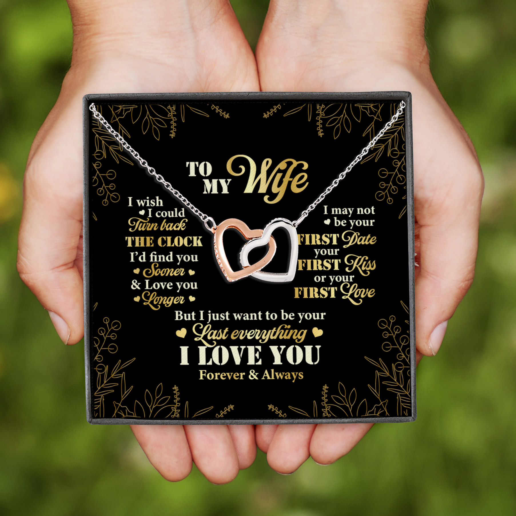 2HP. Turn Back The Clock (5) Interlocking Hearts Necklace