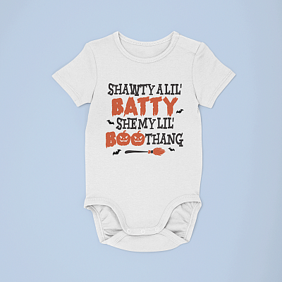 Alternative view of Shawty A Lil' Batty She My Lil' Boo Thang Kids Babysuit- Baby Onesie - Toddler Baby Infant Bodysuit