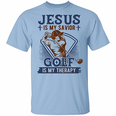 Jesus Is My Savior Golf Is My Therapy T-Shirt - Golf Lover Shirt, Light Blue, Unisex T-Shirt