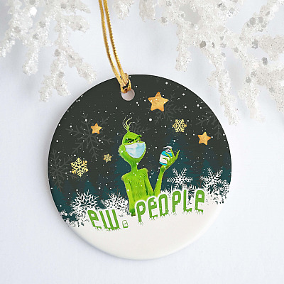 Alternative view of Ew People Decorative Christmas Ornament - Holiday Flat Circle Ornament