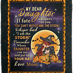 Witch My Dear Daughter Love from Mom Fleece Blanket - Premium Sherpa Blanket, White, Cozy Plush Fleece Blanket - 50x60