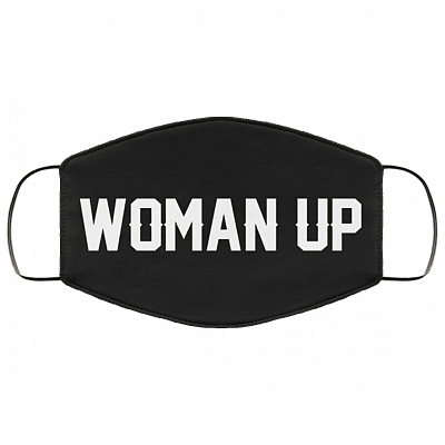 Woman Up Washable Reusable Custom Printed Cloth Face Mask Cover - Feminist Face Mask - Womens March Face Mask, Black, Cloth Face Cover – Medium/Large