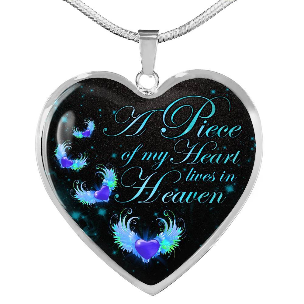 Angel Wings Heart a Piece of My Heart Lives in Heaven Heart Pendant Necklace - Heart Luxury Necklace (Silver) Angel Wings Heart a Piece of My Heart Lives in Heaven Heart Pendant Necklace - Heart Luxury Necklace (Silver)