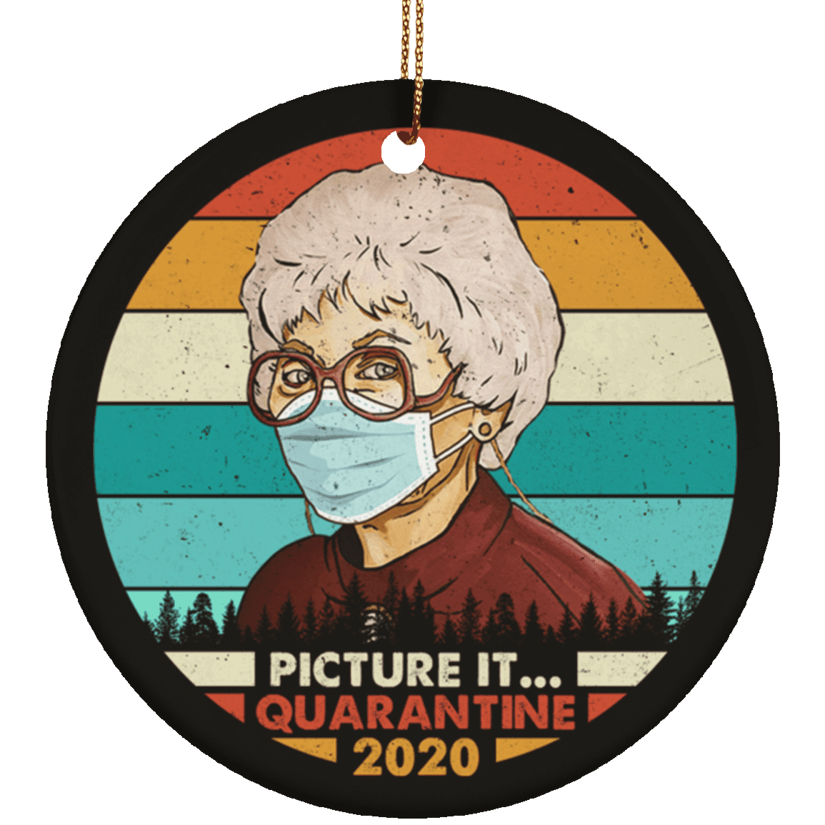 Picture It Quarantine 2020 Decorative Christmas Holiday Ornament - Holiday Flat Circle Porcelain Ceramic Ornament, Black, Ceramic Circle Ornament Picture It Quarantine 2020 Decorative Christmas Holiday Ornament - Holiday Flat Circle Porcelain Ceramic Ornament, Black, Ceramic Circle Ornament