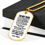 To My Son I Wish You The Strength To Face Challenges With Confidence Dog Tag Pendant Necklace - Dog Tag (Gold Plated)
