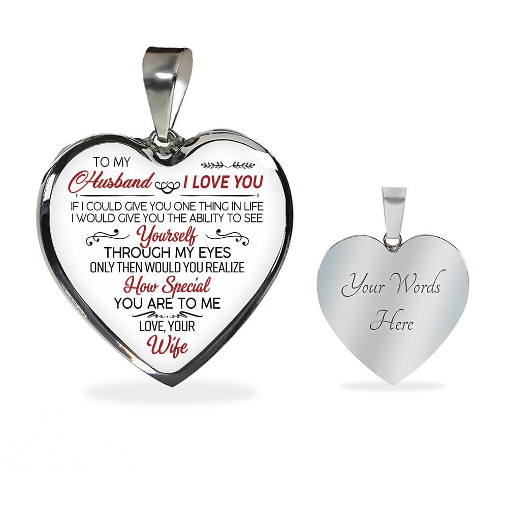 To My Wife If I Could Give You One Thing in Life from Husband Heart Pendant Necklace - Anniversary Gift - Heart Luxury Necklace (Silver) To My Wife If I Could Give You One Thing in Life from Husband Heart Pendant Necklace - Anniversary Gift - Heart Luxury Necklace (Silver)