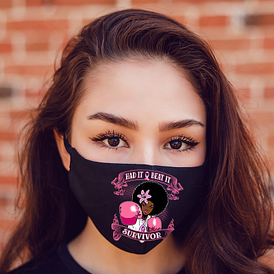 Alternative view of Had It Beat It Survivor Breast Cancer Washable Reusable Custom - Printed Cloth Face Mask Cover