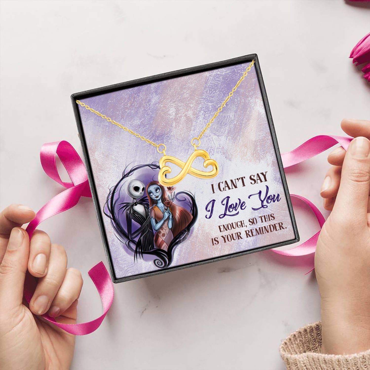 1HP. Love You Enough couple nightmare(3) Infinity Heart Necklace (Gold) 5