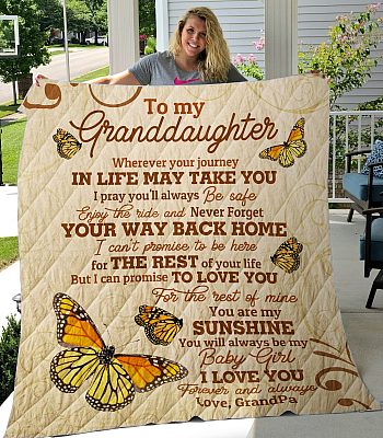 Alternative view of Grandpa to My Granddaughter Wherever Your Journey in Life May Take You Butterfly Fleece Blanket – Mink Blanket