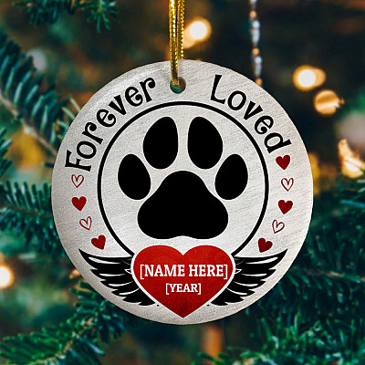 Alternative view of Forever Loved Personalized Pet Memorial Ornament - Loss Of Dog Or Cat Flat Circle Ornament