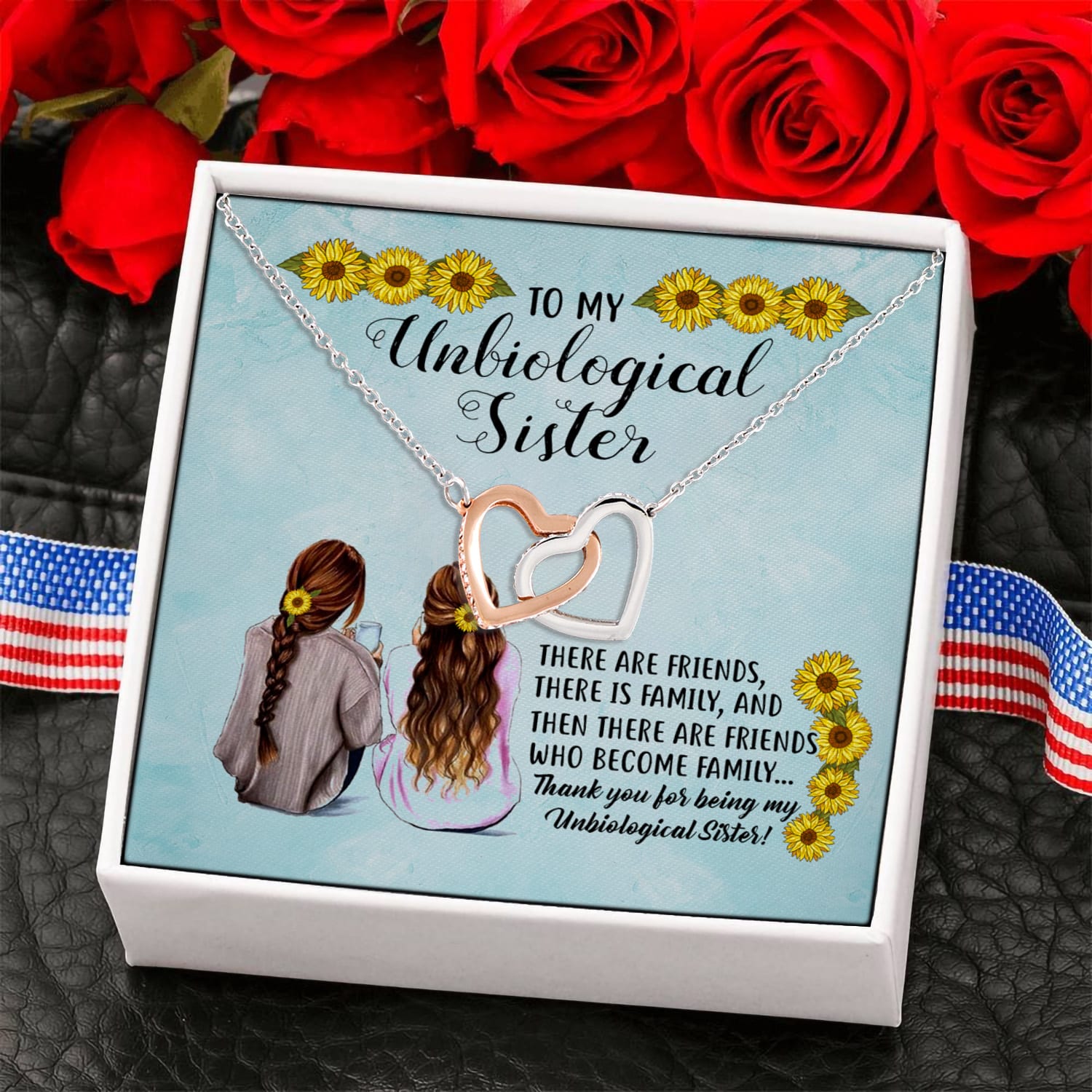 13O. Unbiological Sister Card (5) Interlocking Hearts Necklace 6