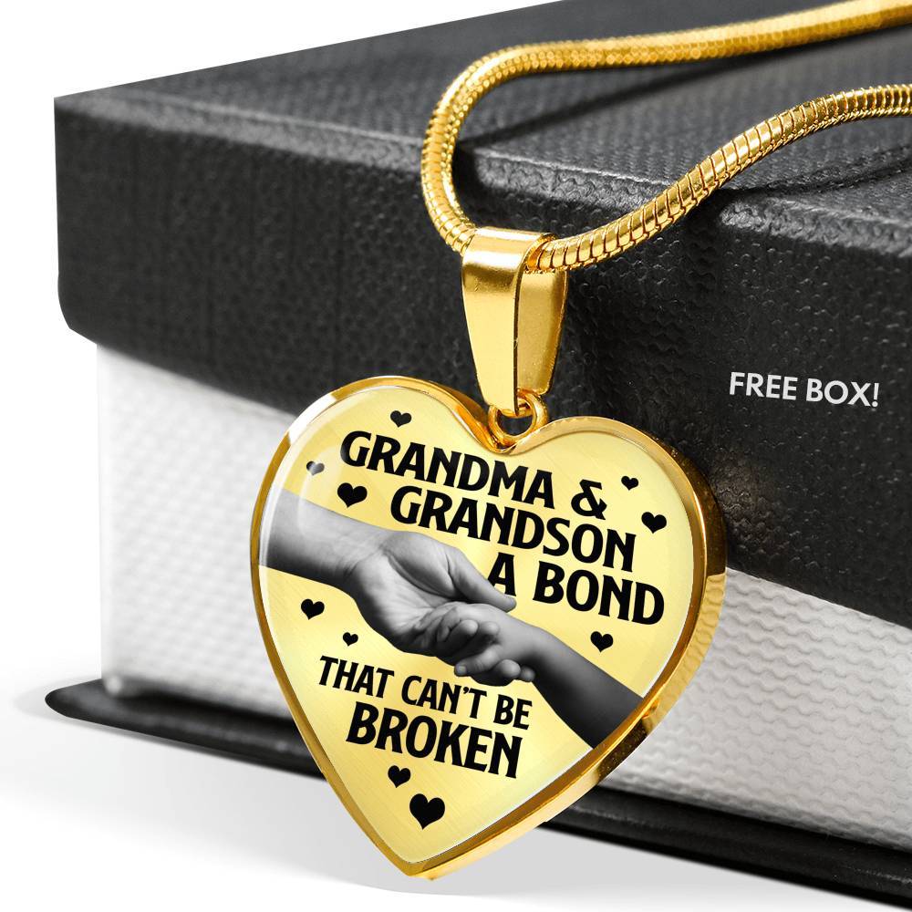 Grandma and Grandson a Bond That Can't Be Broken Heart Pendant Necklace - Heart Luxury Necklace (Gold Plated) Grandma and Grandson a Bond That Can't Be Broken Heart Pendant Necklace - Heart Luxury Necklace (Gold Plated)