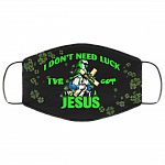 I Don't Need Luck I've Got Jesus Washable Reusable Custom-Printed Cloth Face Mask Cover, Black, fma-med-lg-face-mask I Don't Need Luck I've Got Jesus Washable Reusable Custom-Printed Cloth Face Mask Cover, Black, fma-med-lg-face-mask