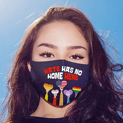 Alternative view of LGBT Hate Has No Home Here Washable Reusable Custom - Printed Cloth Face Mask Cover