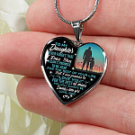 Dad To My Daughter Never Forget That I Love You Heart Pendant Necklace - Heart Luxury Necklace (Silver)