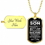 Dad to My Son Wherever Your Journey in Life May Take You I Pray You'll Always Be Safe Dog Tag Pendant Necklace - Dog Tag (Gold Plated)