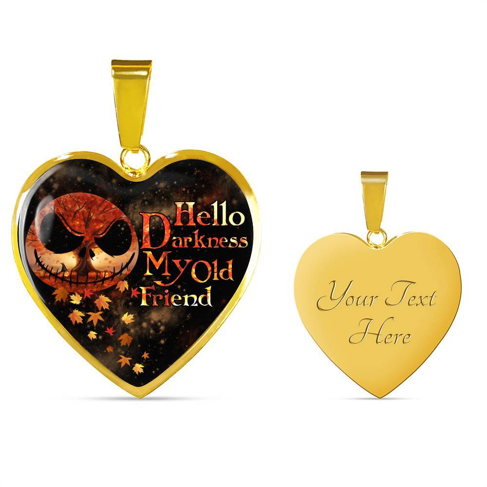 Jack Hello Darkness Night Before Halloween Skellington My Old Friend Pumpkin My Love Heart Pendant Necklace - Heart Luxury Necklace (Gold Plated) Jack Hello Darkness Night Before Halloween Skellington My Old Friend Pumpkin My Love Heart Pendant Necklace - Heart Luxury Necklace (Gold Plated)