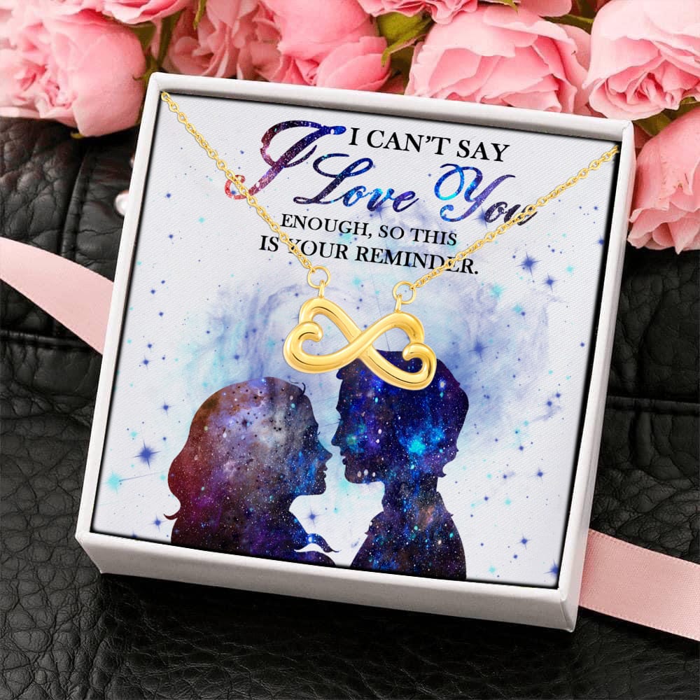 1HP. Love You Enough couple galaxy(4) Infinity Heart Necklace (Gold) 4