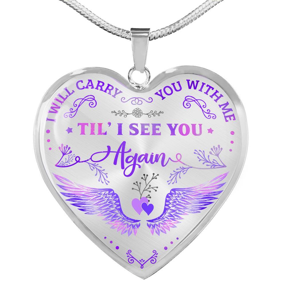 Wings I Will Carry You with Me Til' I See You Again Heart Pendant Necklace - Heart Luxury Necklace (Silver) Wings I Will Carry You with Me Til' I See You Again Heart Pendant Necklace - Heart Luxury Necklace (Silver)