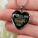 Whenever You Feel Overwhelmed Remember Whose Daughter Heart Pendant Necklace - Necklace For Daughter From Mom - Heart Luxury Necklace (Silver)