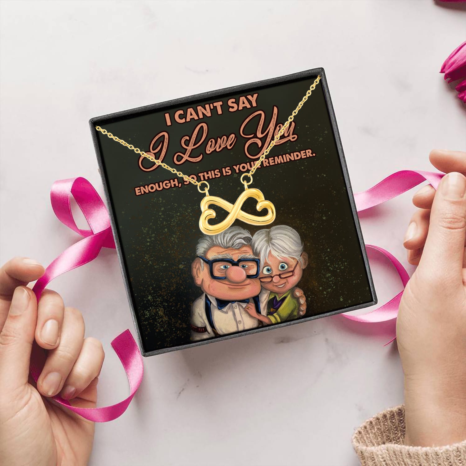 1HP. Love You Enough couple up(4) Infinity Heart Necklace (Gold) 5