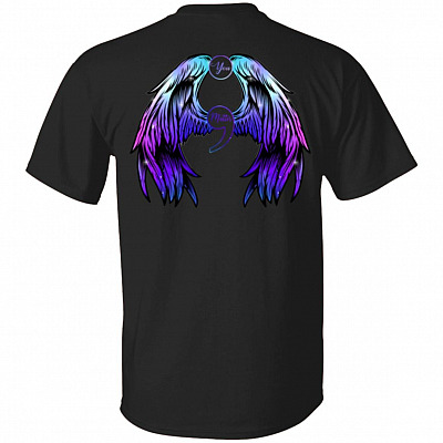 You Matter Wings Suicide Prevention Awareness Semicolon Purple N Teal Print On Back Only Plain Front T-Shirt, Black, Unisex T-Shirt
