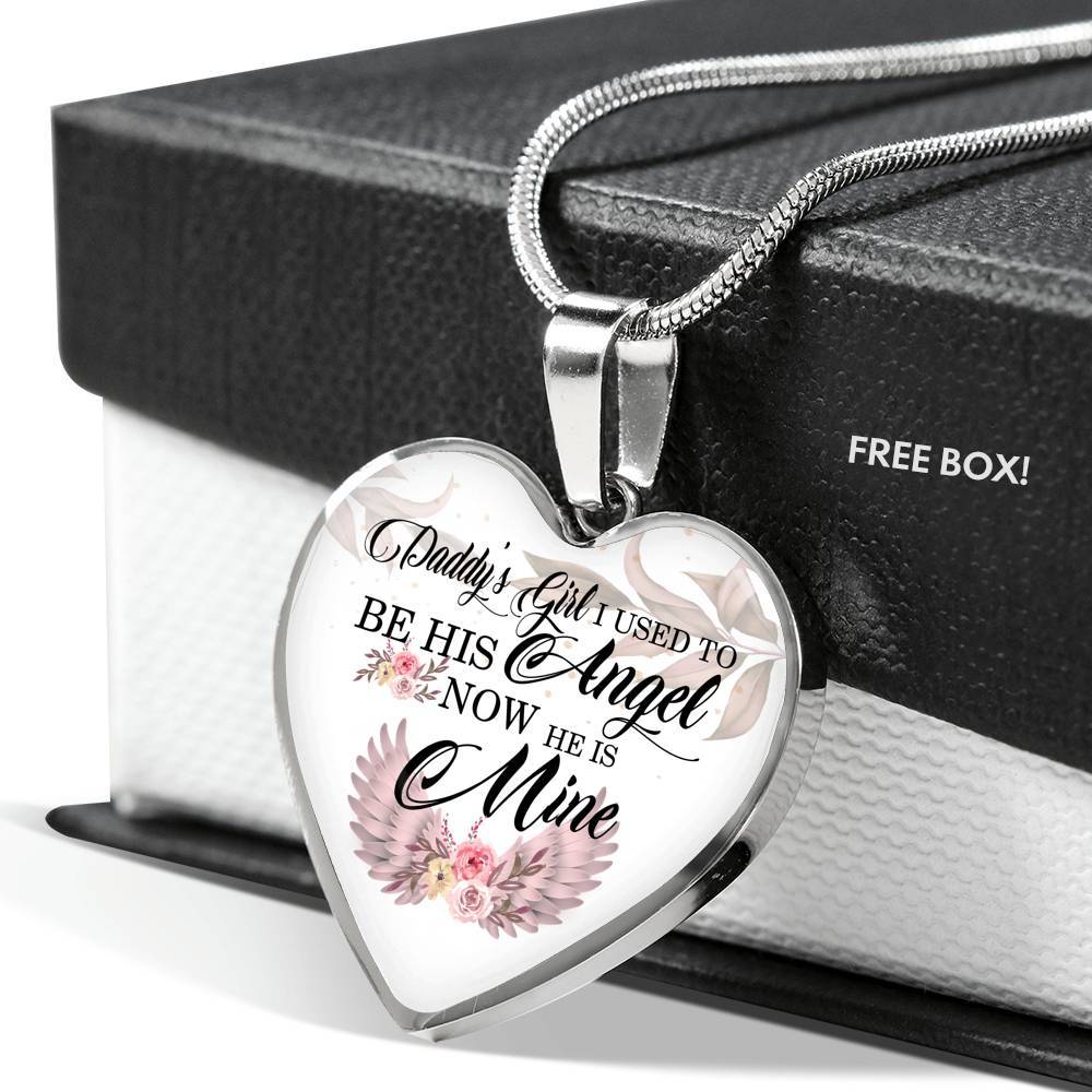 Daddy's Girl I Used to Be His Angel Now He Is Mine Heart Pendant Necklace - Heart Luxury Necklace (Silver) Daddy's Girl I Used to Be His Angel Now He Is Mine Heart Pendant Necklace - Heart Luxury Necklace (Silver)
