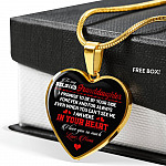 To My Beloved Granddaughter I Promise To Be By Your Side Forever And For Always I Love You Heart Pendant Necklace - Heart Luxury Necklace (Gold Plated)