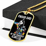 Proud Dad of the Toughest Boy I Know Autism Awareness Dog Tag Pendant Necklace - Dog Tag (Gold Plated)