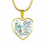 Butterfly God Has You In His Arms I Have You in My Heart Heart Pendant Necklace - Heart Luxury Necklace (Gold Plated)