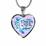 I Will Carry You With Me Til' I See You Again Butterfly Heart Pendant Necklace - Memorial Gift Necklace - Heart Luxury Necklace (Silver)