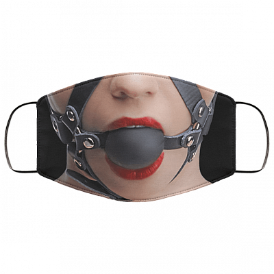 Funny Sexy Erotic Fetish Ball Gag Washable Reusable Custom - Printed Cloth Face Mask Cover, White, Cloth Face Cover – Medium/Large