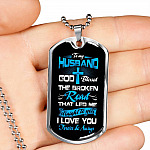 Gift From Wife to My Husband God Blessed the Broken Road That Led Me Straight to You Dog Tag Pendant Necklace - Dog Tag (Silver) Gift From Wife to My Husband God Blessed the Broken Road That Led Me Straight to You Dog Tag Pendant Necklace - Dog Tag (Silver)