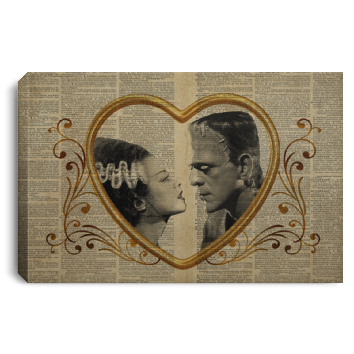 Frankenstein And Bride Wrapped Framed Canvas Prints - Unframed Poster - Classic Horror Home Decor Wall Art, White, 0.75'' Framed Canvas Frankenstein And Bride Wrapped Framed Canvas Prints - Unframed Poster - Classic Horror Home Decor Wall Art, White, 0.75'' Framed Canvas